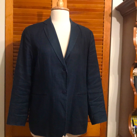 L.L. Bean Dark Blue Linen Blazer - Picture 1 of 9
